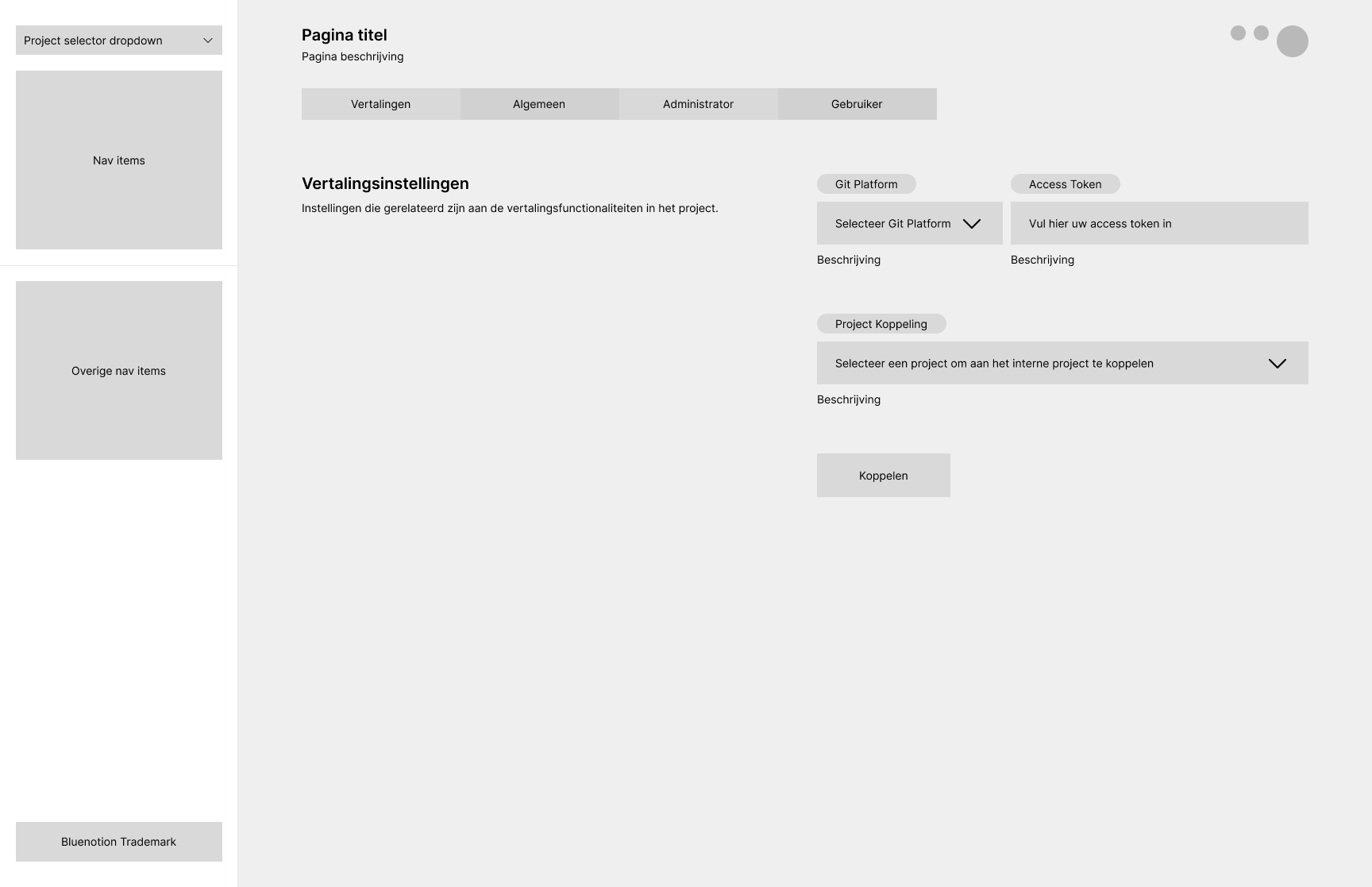 wireframe koppelen project