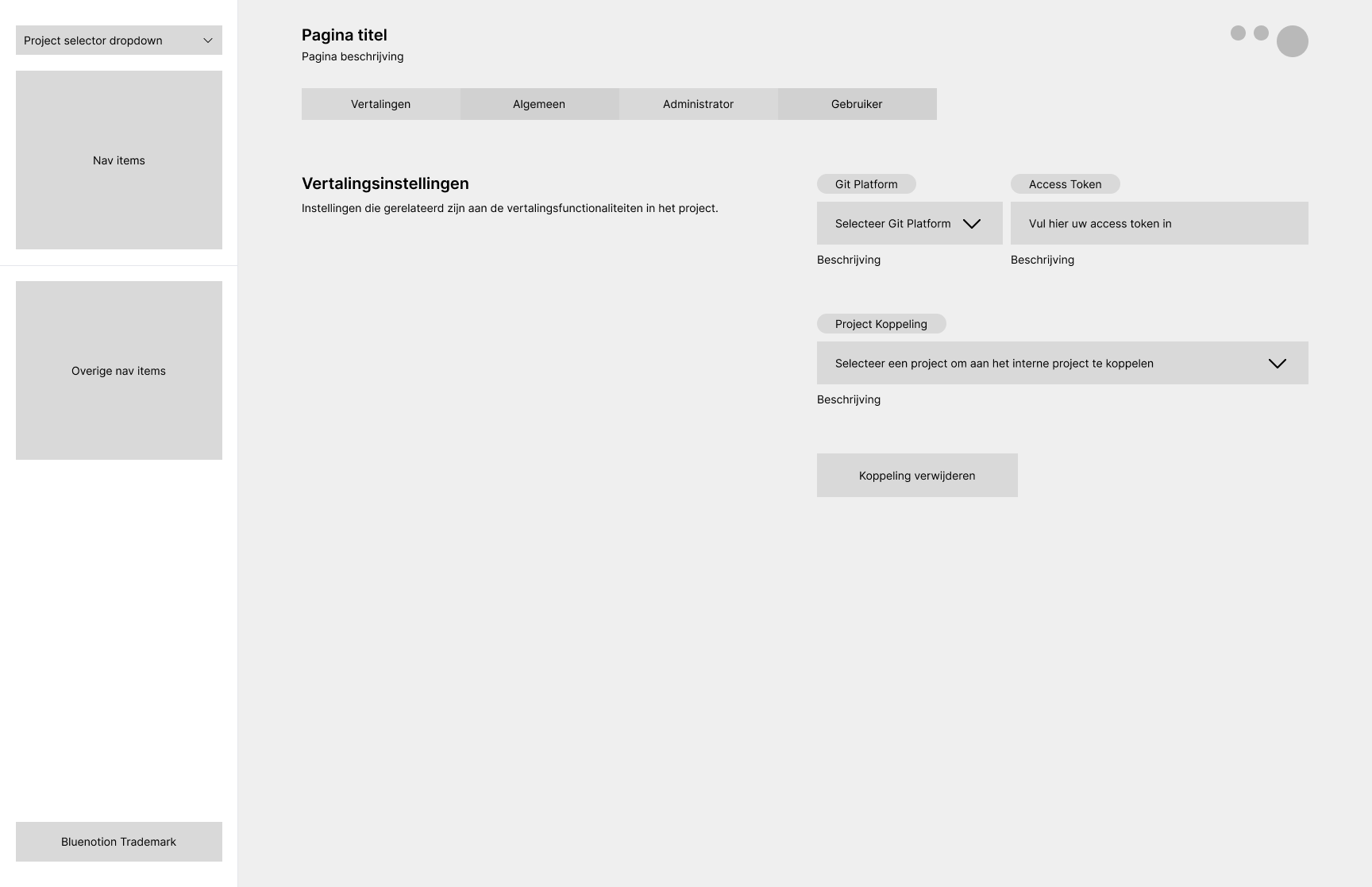 wireframe ontkoppelen project